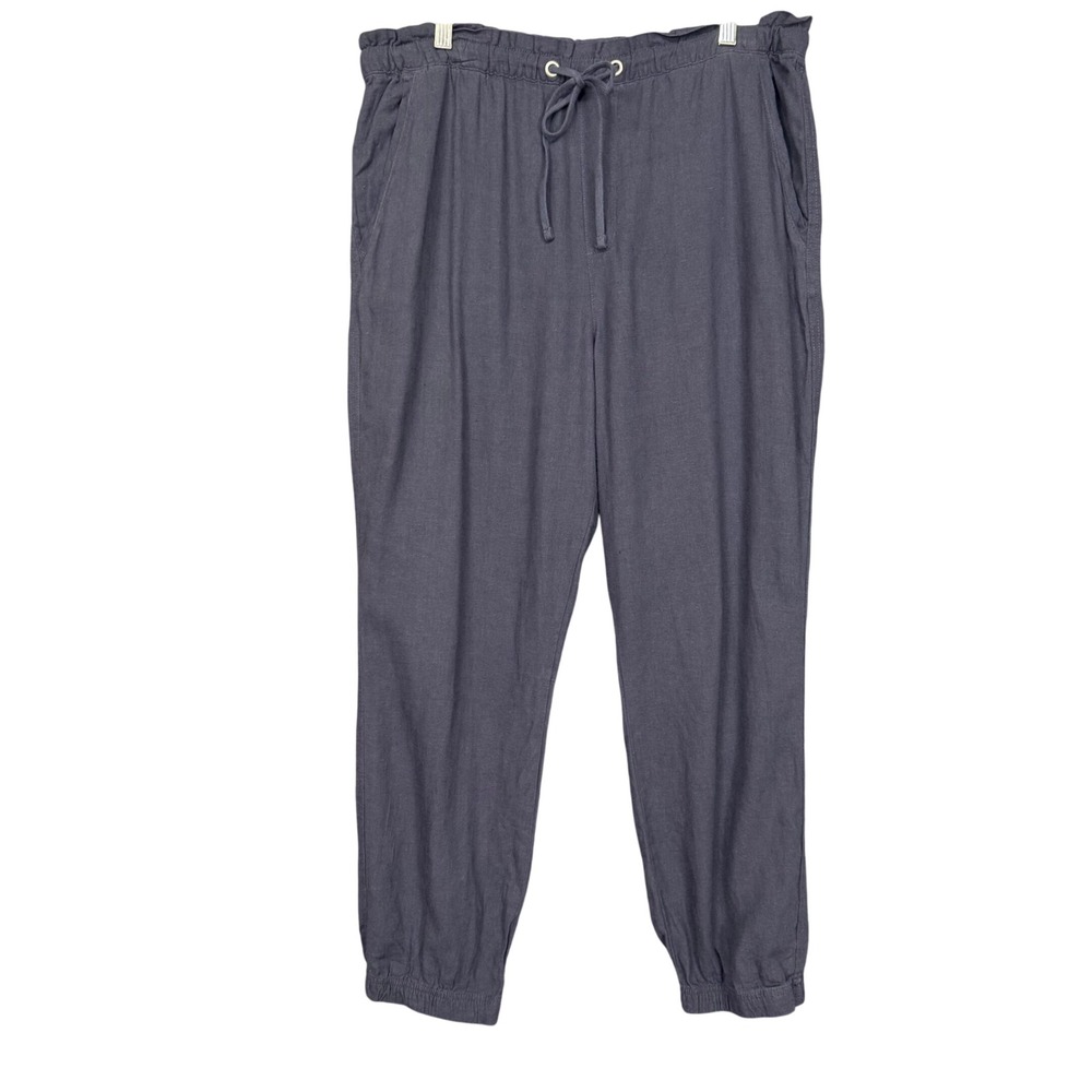 Social Standard by Sanctuary Joggers Womens XL Blue Linen Blend Paperbag Waist